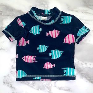Like new. Carter’s Baby Girl Swim Rash Guard. Navy with Fish. Size 12 months.